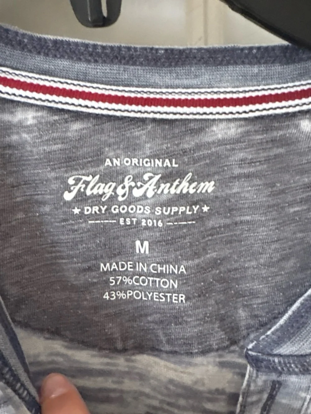 Striped Blue Short-Sleeve Henley Polo by Flag & Anthem